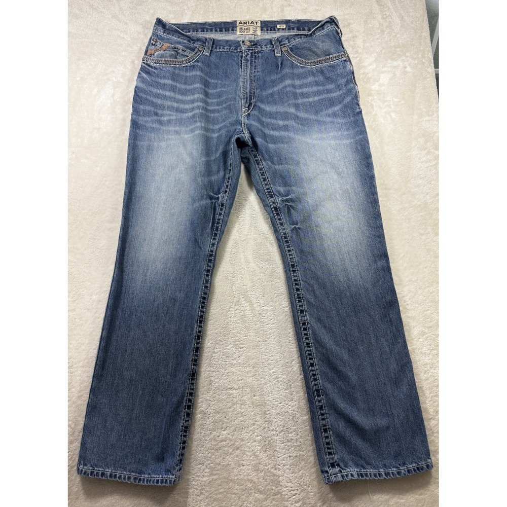 Ariat Mens M4 Coltrane Relaxed Boot Cut Blue Denim Jeans 40/34 Meas: 40x34